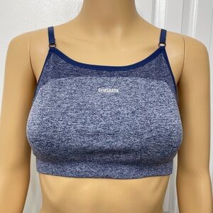 Gymshark Flex Strappy Sports Bra in Navy Marl/Light Grey Active Top size M
